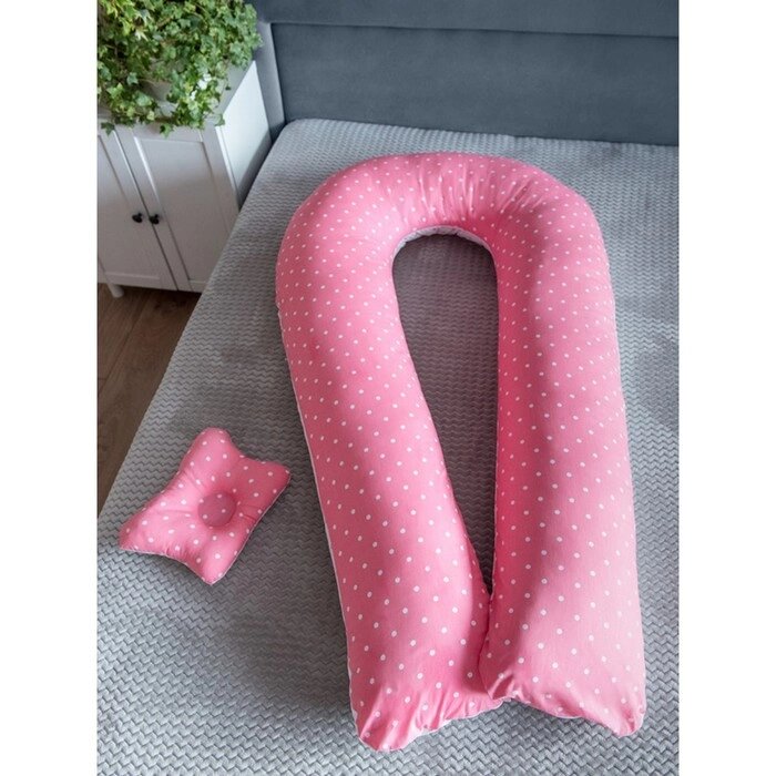 Подушка для беременных "U Комфорт" и подушка для младенцев "Малютка", принт Горошки розовые   934878 от компании Интернет-гипермаркет «MALL24» - фото 1