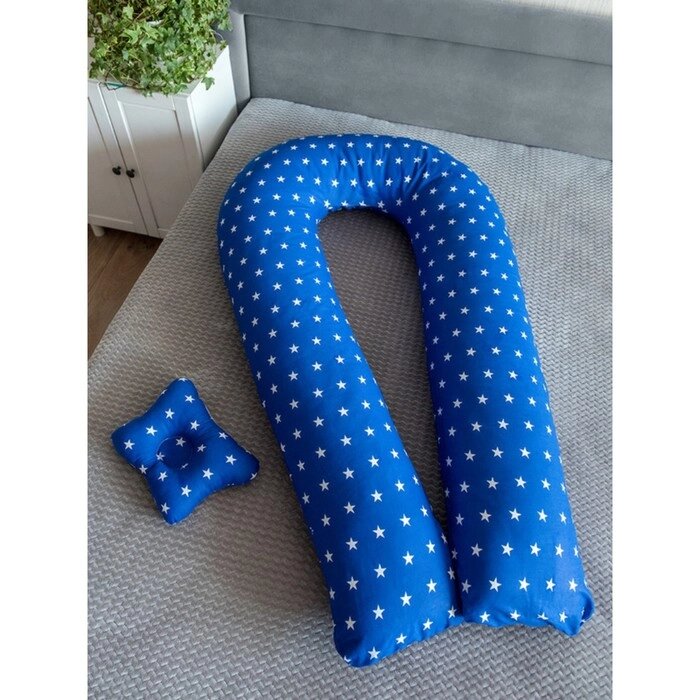 Подушка для беременных "U Комфорт" и подушка для младенцев "Малютка", принт Звездочки синие   934878 от компании Интернет-гипермаркет «MALL24» - фото 1