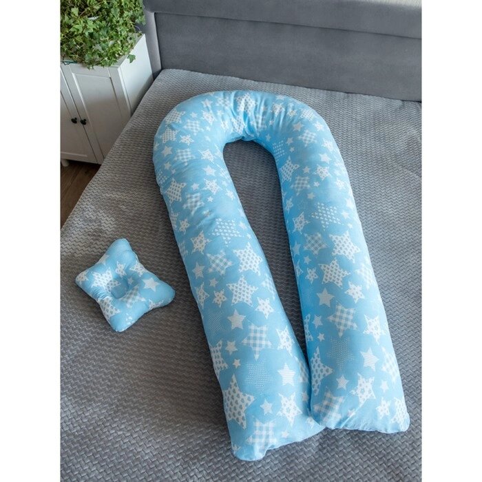 Подушка для беременных "U Комфорт" и подушка для младенцев "Малютка", принт Звезды голубые от компании Интернет-гипермаркет «MALL24» - фото 1