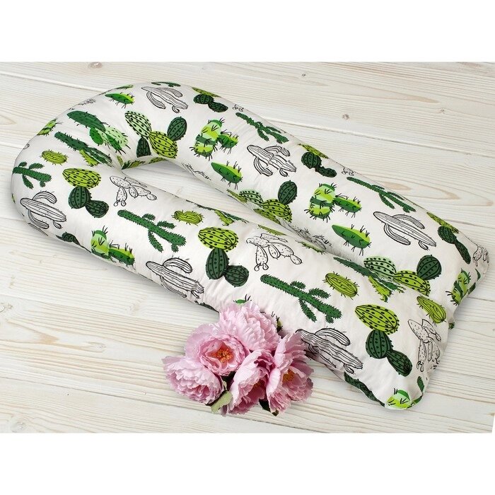 Подушка WB для беременных U-образная, размер 35  340 см, принт кактусы от компании Интернет-гипермаркет «MALL24» - фото 1