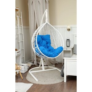 Подвесное кресло "Бароло", капля, цвет белый, подушка синяя, стойка
