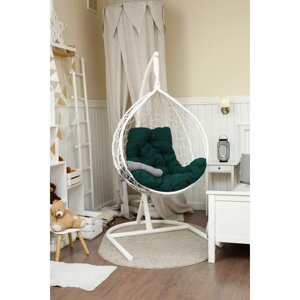 Подвесное кресло "Бароло", капля, цвет белый, подушка зелёная, стойка