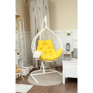 Подвесное кресло "Бароло", капля, цвет белый, подушка жёлтая, стойка
