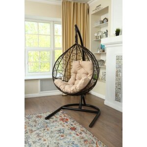 Подвесное кресло "Бароло", капля, цвет коричневый, подушка бежевая, стойка