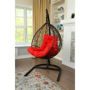 Подвесное кресло "Бароло", капля, цвет коричневый, подушка красная, стойка