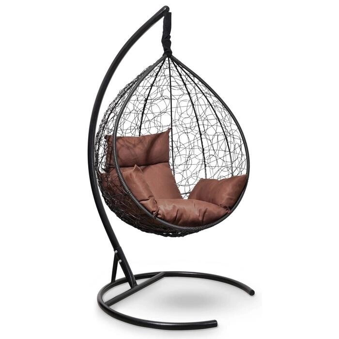 Подвесное кресло SEVILLA черное, коричневая подушка, стойка от компании Интернет-гипермаркет «MALL24» - фото 1