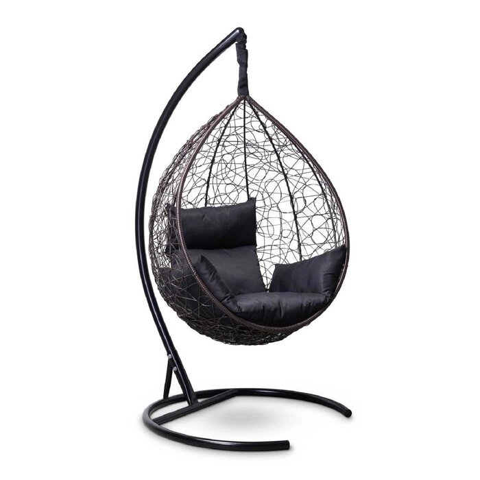 Подвесное кресло SEVILLA коричневое, черная подушка, стойка от компании Интернет-гипермаркет «MALL24» - фото 1
