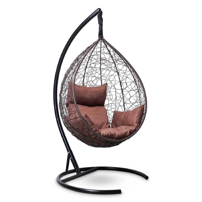 Подвесное кресло SEVILLA коричневое, коричневая подушка, стойка от компании Интернет-гипермаркет «MALL24» - фото 1