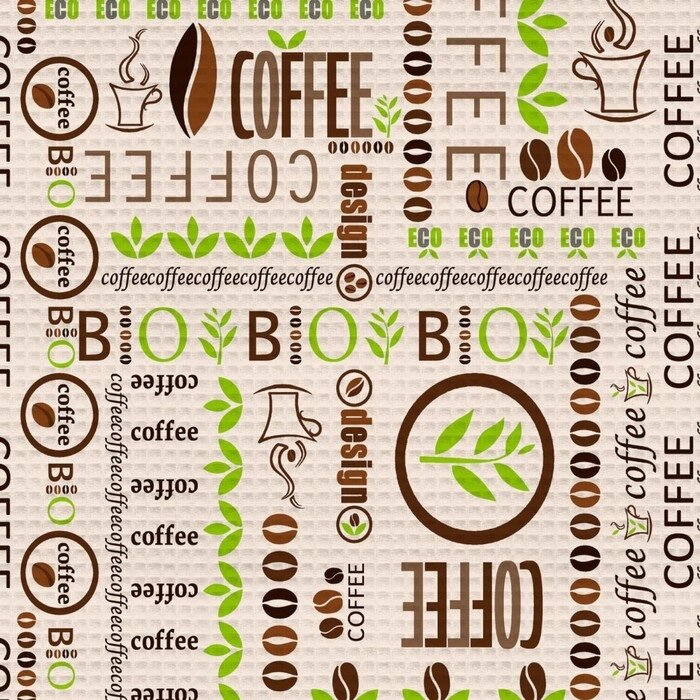 Полотно набивное вафельное Bio coffee, длина 10 м, ширина 50 см, рисунок № 62002, вид 1 от компании Интернет-гипермаркет «MALL24» - фото 1