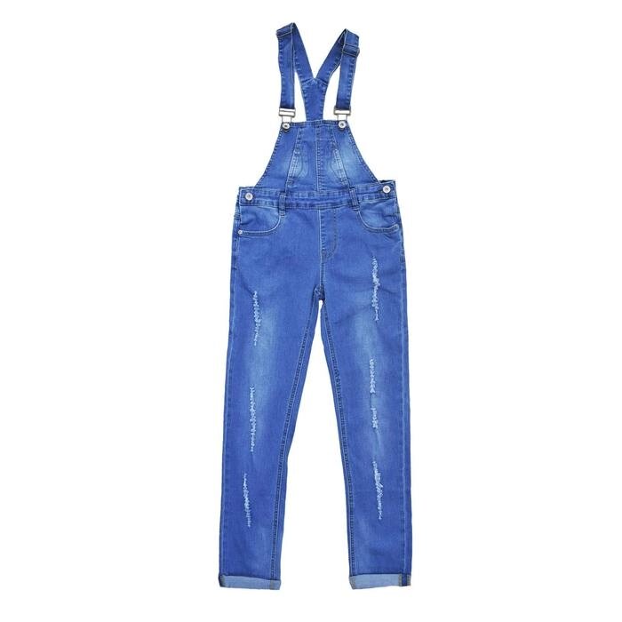 Полукомбинезон джинсовый для девочек, рост 146 см, цвет синий от компании Интернет-гипермаркет «MALL24» - фото 1