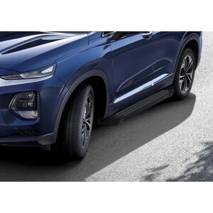 Пороги на автомобиль "Black" Rival для Hyundai Santa Fe IV 2018-2021, 180 см, 2 шт., алюминий, F180ALB. 2307.1