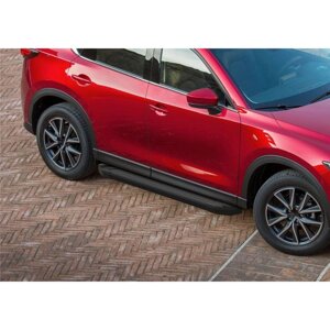 Пороги на автомобиль "Black" Rival для Mazda CX-5 II 2017-н. в., 173 см, 2 шт., алюминий, F173ALB. 3802.1