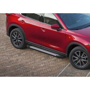 Пороги на автомобиль "Bmw-Style круг" Rival для Mazda CX-5 II 2017-н. в., 173 см, 2 шт., алюминий,