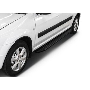 Пороги на автомобиль "Premium-Black" Rival для Lada Largus универсал 2012-2021, Largus Cross универсал