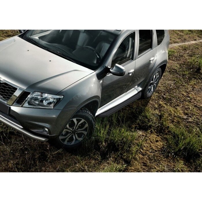 Пороги на автомобиль "Premium-Black" Rival для Nissan Terrano III 2014-2017 2017-н. в., Renault Arkana от компании Интернет-гипермаркет «MALL24» - фото 1