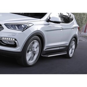Пороги на автомобиль "Premium" Rival для Hyundai Santa Fe III 2012-2018, Santa Fe Premium 2015-2016, 180 см, 2
