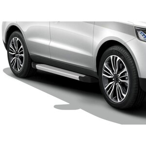 Пороги на автомобиль "Silver" Rival для Geely Emgrand X7 I рестайлинг 2018-н. в., 173 см, 2 шт., алюминий,