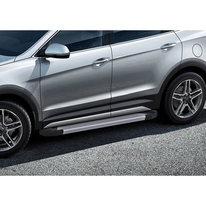 Пороги на автомобиль "Silver" Rival для Hyundai Santa Fe III 2012-2018, Santa Fe Premium 2015-2016, 180 см, 2 от компании Интернет-гипермаркет «MALL24» - фото 1