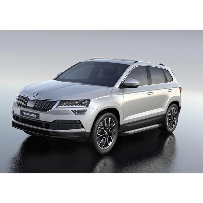 Пороги на автомобиль "Silver" Rival для Skoda Karoq 2020-н. в., 180 см, 2 шт., алюминий, F180AL. 5103.1 от компании Интернет-гипермаркет «MALL24» - фото 1