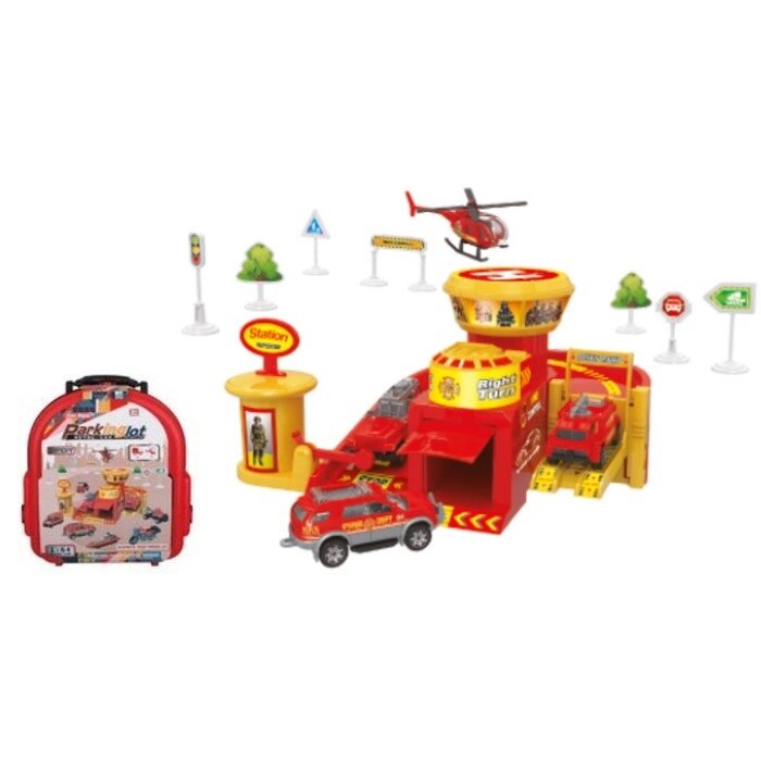 Портативный игровой набор Funky Toys, пожарная станция, цвет красный, 32 предмета от компании Интернет-гипермаркет «MALL24» - фото 1