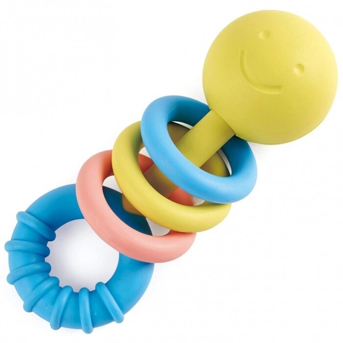 Прорезыватель - погремушка Hape "Улыбка", игрушка для малышей, с цветными кольцами от компании Интернет-гипермаркет «MALL24» - фото 1