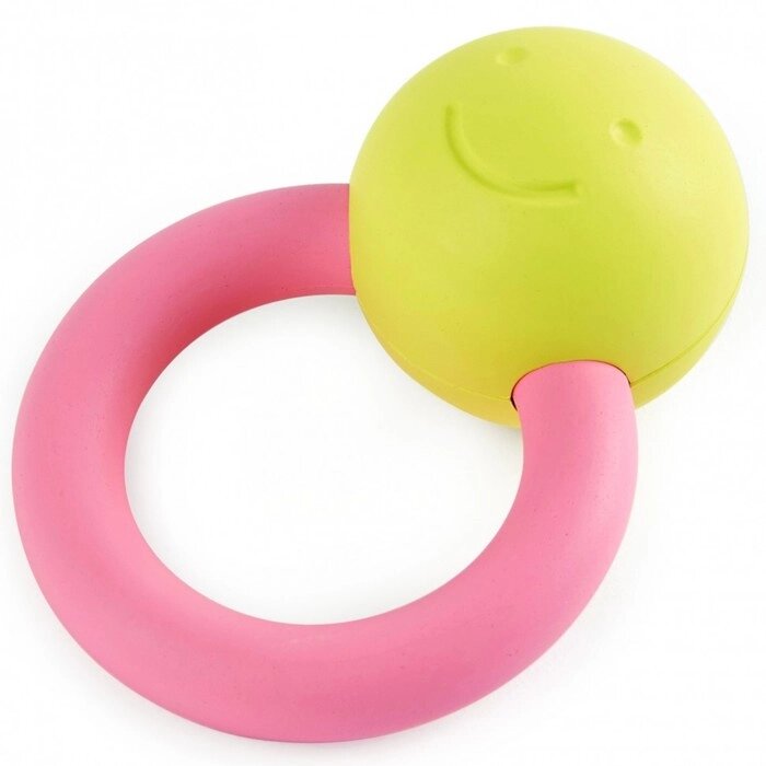 Прорезыватель - погремушка Hape "Улыбка", игрушка для малышей, с розовым колесом от компании Интернет-гипермаркет «MALL24» - фото 1