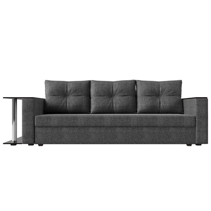 Прямой диван "Атланта лайт со столом", механизм еврокнижка, рогожка, цвет серый от компании Интернет-гипермаркет «MALL24» - фото 1
