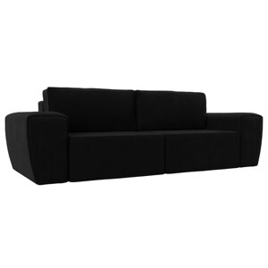 Прямой диван "Беккер", механизм еврокнижка, микровельвет, цвет чёрный