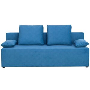 Прямой диван "Бёрн", механизм еврокнижка, велюр, цвет синий