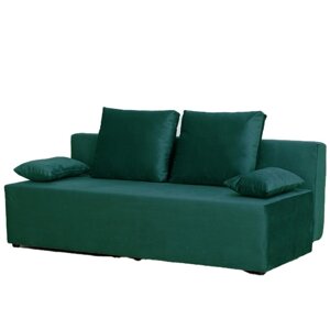 Прямой диван "Бёрн", механизм еврокнижка, велюр, цвет зелёный