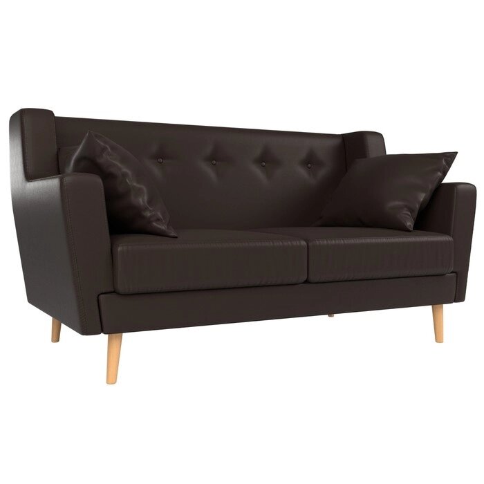 Прямой диван "Брайтон 2", экокожа, цвет коричневый от компании Интернет-гипермаркет «MALL24» - фото 1