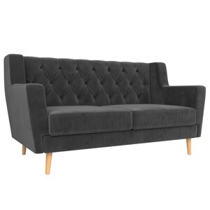 Прямой диван "Брайтон 2 Люкс", велюр, цвет серый