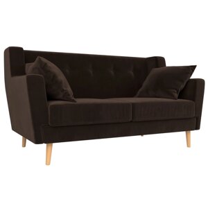 Прямой диван "Брайтон 2", микровельвет, цвет коричневый