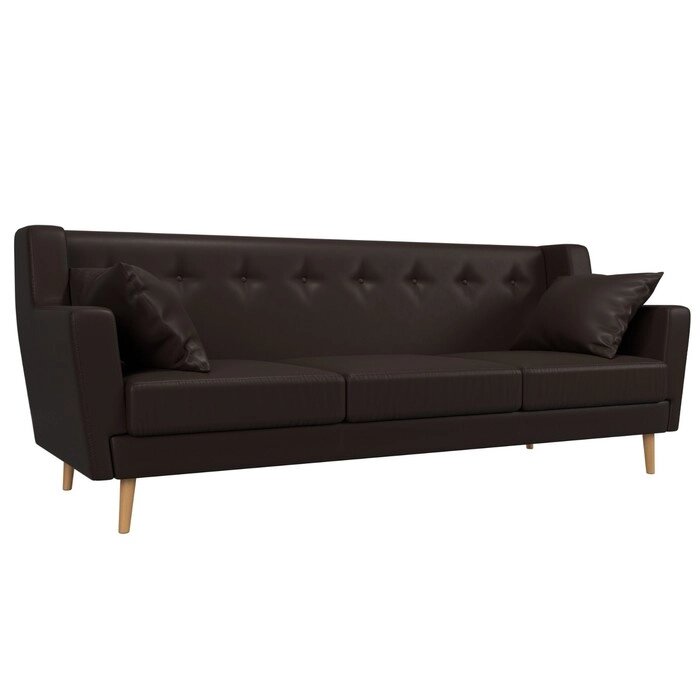 Прямой диван "Брайтон 3", экокожа, цвет коричневый от компании Интернет-гипермаркет «MALL24» - фото 1