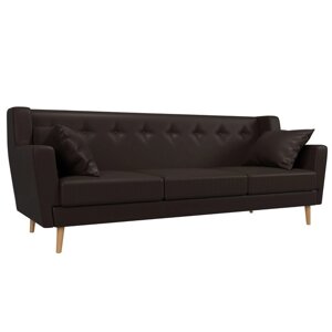 Прямой диван "Брайтон 3", экокожа, цвет коричневый