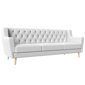 Прямой диван "Брайтон 3 Люкс", экокожа, цвет белый