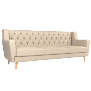 Прямой диван "Брайтон 3 Люкс", экокожа, цвет бежевый