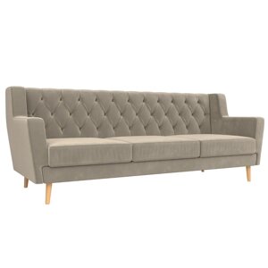 Прямой диван "Брайтон 3 Люкс", микровельвет, цвет бежевый