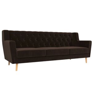 Прямой диван "Брайтон 3 Люкс", микровельвет, цвет коричневый