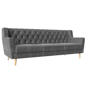 Прямой диван "Брайтон 3 Люкс", рогожка, цвет серый