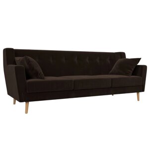 Прямой диван "Брайтон 3", микровельвет, цвет коричневый