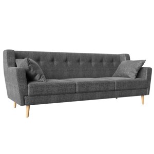 Прямой диван "Брайтон 3", рогожка, цвет серый