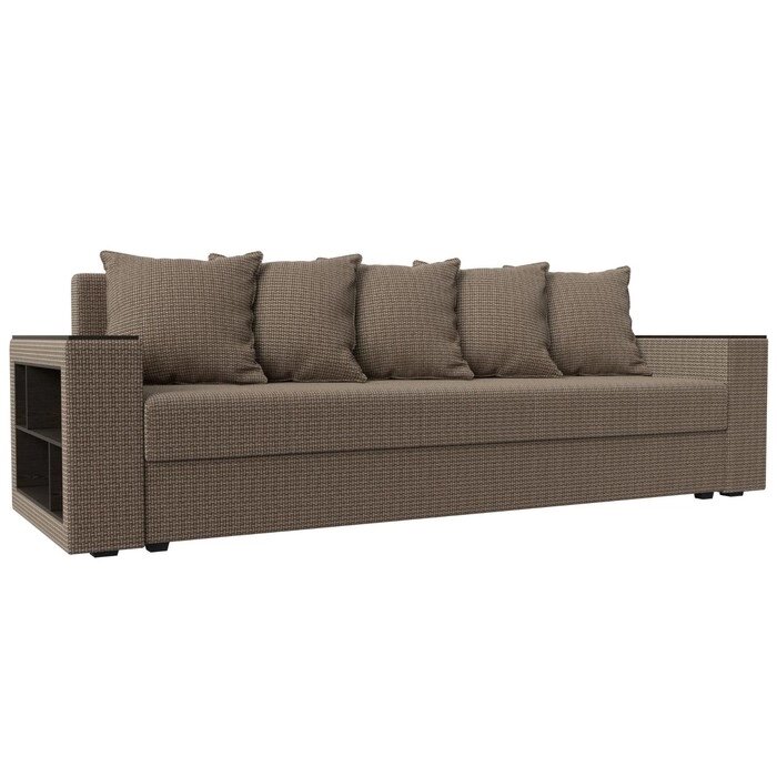 Прямой диван "Дубай лайт", еврокнижка, полки слева, цвет рогожка корфу 03 от компании Интернет-гипермаркет «MALL24» - фото 1