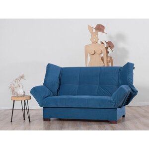 Прямой диван "Джакарта", механизм клик-кляк, велюр, цвет синий