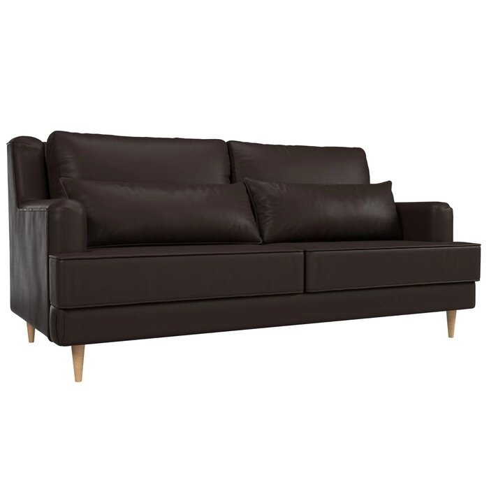 Прямой диван "Джерси", экокожа, цвет коричневый от компании Интернет-гипермаркет «MALL24» - фото 1