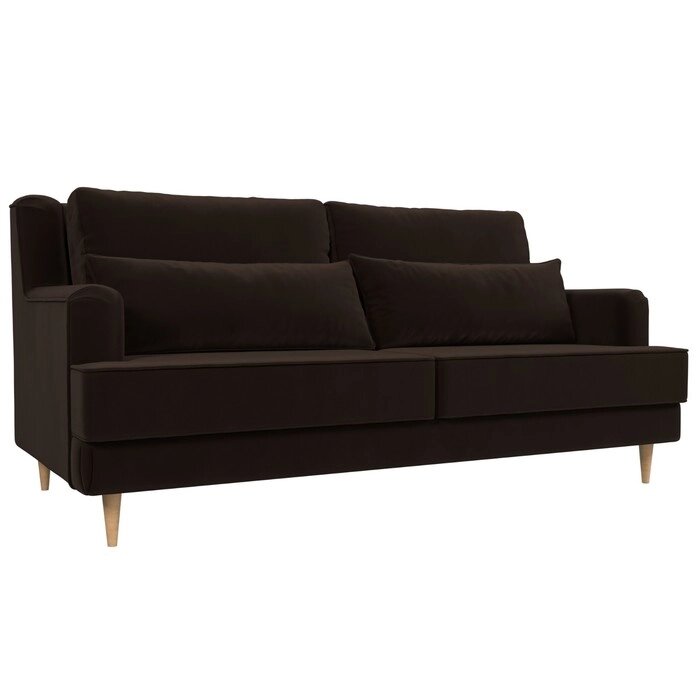 Прямой диван "Джерси", микровельвет, цвет коричневый от компании Интернет-гипермаркет «MALL24» - фото 1