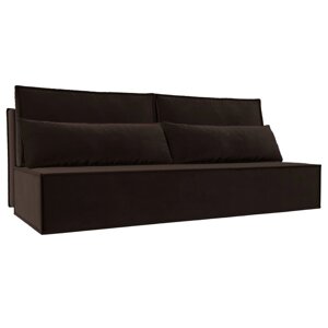 Прямой диван "Фабио Лайт", механизм еврокнижка, микровельвет, цвет коричневый
