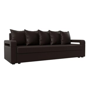Прямой диван "Гермес лайт", механизм еврокнижка, экокожа, цвет коричневый