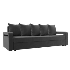 Прямой диван "Гермес лайт", механизм еврокнижка, велюр, цвет серый