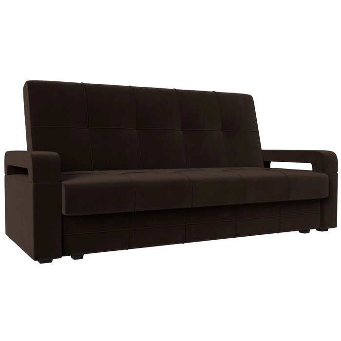 Прямой диван "Гермес лайт", механизм книжка, микровельвет, цвет коричневый от компании Интернет-гипермаркет «MALL24» - фото 1